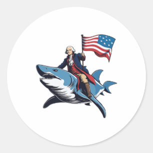 Phantastische Patriotic George Washington 4. Juli Runder Aufkleber