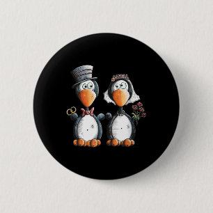 Phantastische Pinguinverheiratung für Braut und Br Button