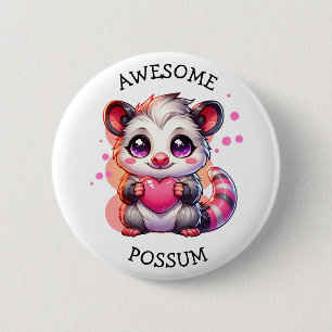 Phantastische Possum   Niedlicher Cartoon Opossum Button