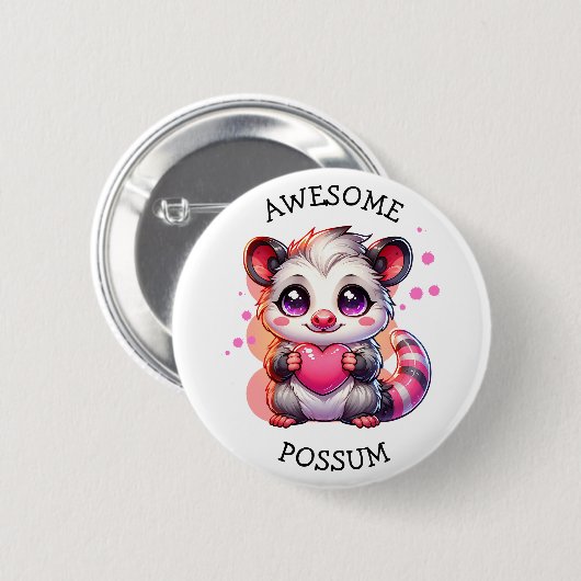 Phantastische Possum | Niedlicher Cartoon Opossum Button (Vorne & Hinten)