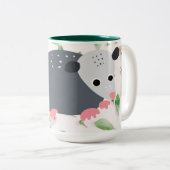 Phantastische Possum Oppossum Rose Blumencoffee Ta Zweifarbige Tasse (VorderseiteRechts)