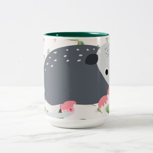 Phantastische Possum Oppossum Rose Blumencoffee Ta Zweifarbige Tasse (Mittel)