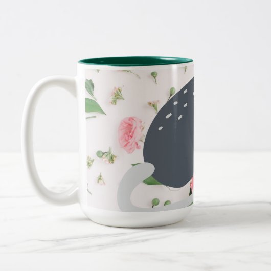 Phantastische Possum Oppossum Rose Blumencoffee Ta Zweifarbige Tasse (Links)