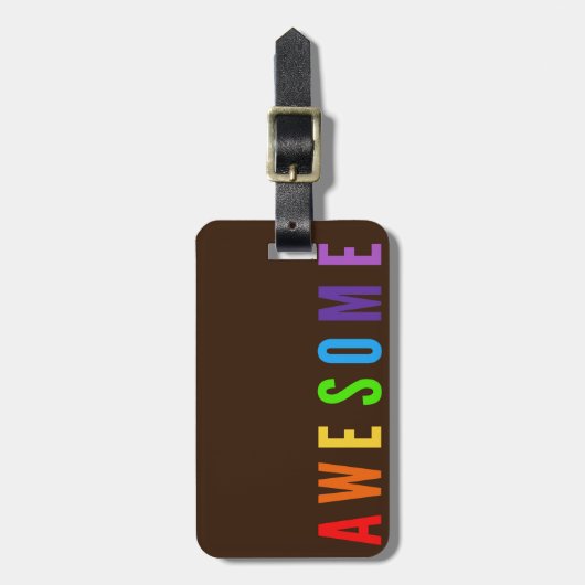 PHANTASTISCHE POSTIVE HAPPTEXT BROWN RAINBOW FARBE GEPÄCKANHÄNGER (Vorderseite vertikal)