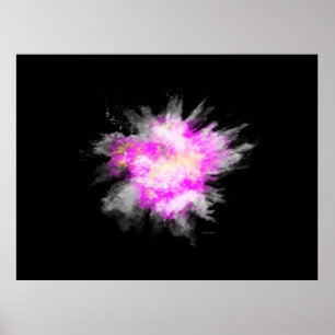 Phantastische Pulverfarbe Farbe Explosion rosa gel Poster