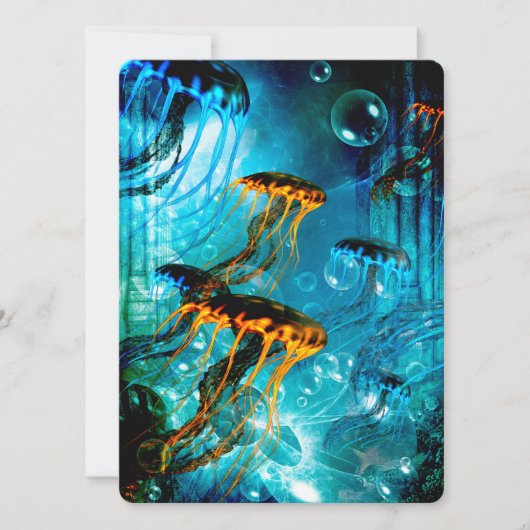 Phantastische Quallen in einer Fantasie unter Wass Einladung (Vorderseite)