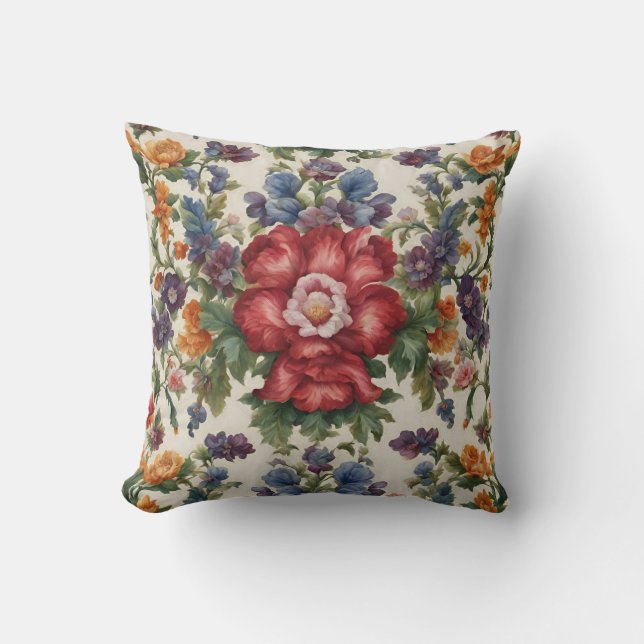 Phantastische, raffinierte rote Blume und empfindl Kissen (Vorderseite)