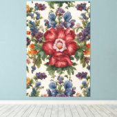 Phantastische, raffinierte rote Blume und empfindl Leinwanddruck (Insitu (Holzboden))