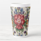 Phantastische, raffinierte rote Blume und empfindl Milchtasse (Vorderseite)