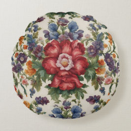 Phantastische, raffinierte rote Blume und empfindl Rundes Kissen