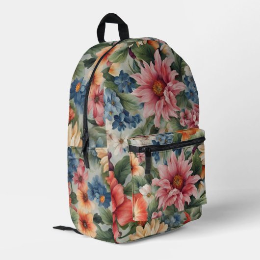 Phantastische, raffinierte und farbenfrohe Sommer- Bedruckter Rucksack (Rückseitige Ecke links)