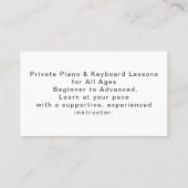 Phantastische Realistisch-Piano-Tastatur Visitenkarte (Rückseite)