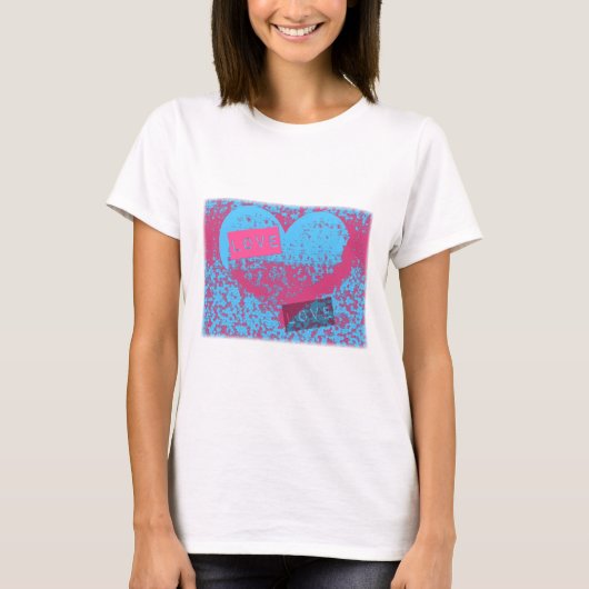 Phantastische Retro-Farben Liebe Herzdesign T-Shirt (Vorderseite)
