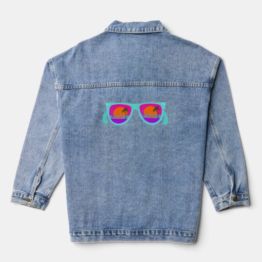 Phantastische Retro Neon Achtzigs Sonnenbrille Jeansjacke (Rückseite)