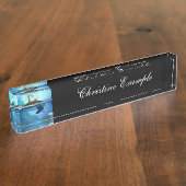 Phantastische Schildkröte mit Feen und Vögeln Namensplakette (Seite)