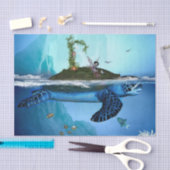 Phantastische Schildkröte mit Feen und Vögeln Seidenpapier (Handwerk)