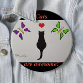 Phantastische Schwarze Katze zeichne, rotes Herz, Button (Beispiel)