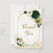 Phantastische smaragdgrüne Elfenbeingold Blume geo Dankeskarte (Vorderseite)