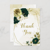 Phantastische smaragdgrüne Elfenbeingold Blume geo Dankeskarte (Vorne/Hinten)