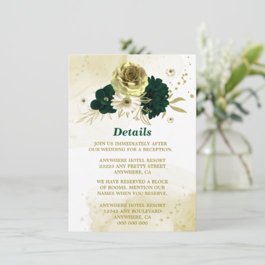 Phantastische smaragdgrüne Elfenbeingolden-Blume Begleitkarte (Stehend Vorderseite)