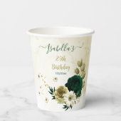 Phantastische smaragdgrüne Elfenbeingolden-Blume Pappbecher (Rückseite)