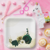 Phantastische smaragdgrüne Elfenbeingolden-Blume Pappteller (Party)