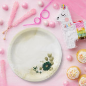 Phantastische smaragdgrüne Elfenbeingolden-Blume Pappteller (Party)