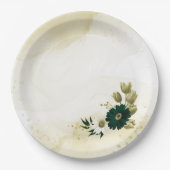 Phantastische smaragdgrüne Elfenbeingolden-Blume Pappteller (Vorderseite)