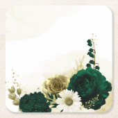 Phantastische smaragdgrüne Elfenbeingolden-Blume Rechteckiger Pappuntersetzer (Vorderseite)