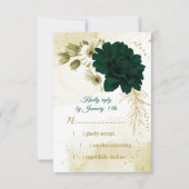 Phantastische smaragdgrüne Elfenbeingolden-Blume RSVP Karte (Vorderseite)