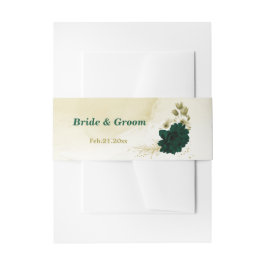 Phantastische Smaragdgrüne Elfenbeingoldverheiratu Einladungsbanderole