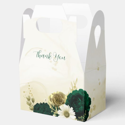 Phantastische Smaragdgrüne Elfenbeingoldverheiratu Geschenkschachtel (Geöffnet)