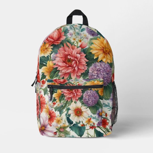 Phantastische Sommergarten Farbige Blume Bedruckter Rucksack (Vorderseite)