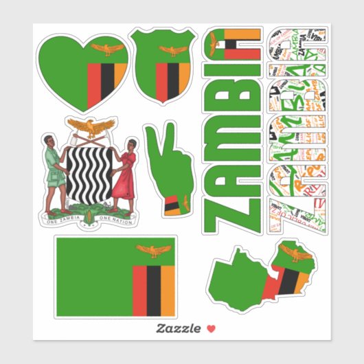 Phantastische Staatssymbole in Sambia Aufkleber (Blatt)