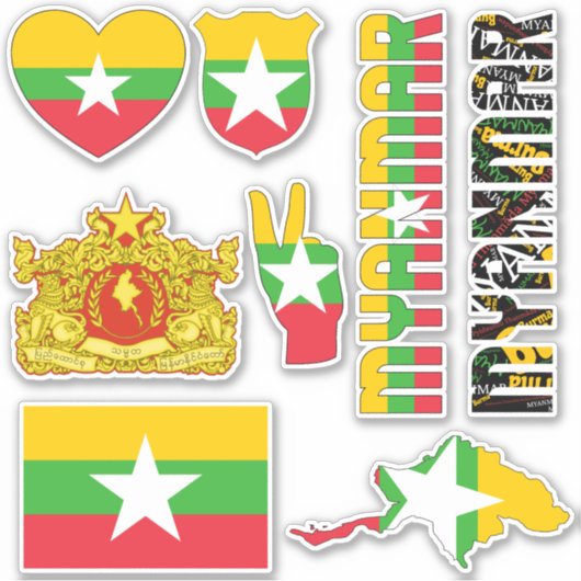 Phantastische Staatssymbole von Myanmar Aufkleber (Vorderseite)