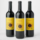 Phantastische, trendige Sonnenblume mit Namen Weinetikett (Flaschen)