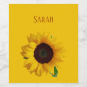 Phantastische, trendige Sonnenblume mit Namen Weinetikett (Einzelnes Label)