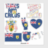 Phantastische Türken und Caicos - Staatssymbole Aufkleber (Blatt)