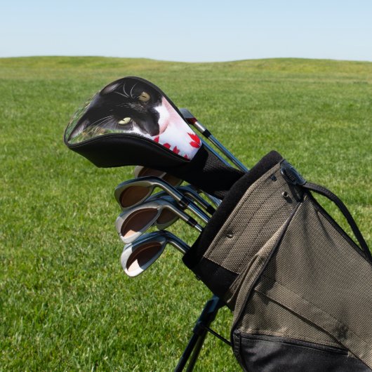 Phantastische Tuxedo Katze im Garten Golf Headcover (In SItu)