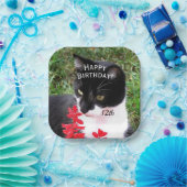 Phantastische Tuxedo Katze im Garten Persönlich Pappteller (Party)