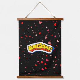 Phantastische Typografie Wandteppich Mit Holzrahmen