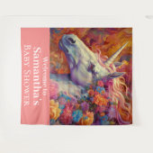 Phantastische Unicorn Babydusche im Hintergrund Wandteppich (Vorderseite (Horizontal))