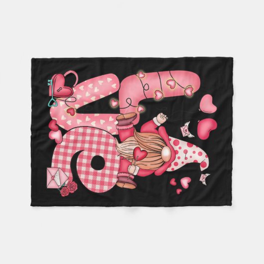Phantastische Valentinische Liebe Gnome Valentinst Fleecedecke (Vorderseite (Horizontal))