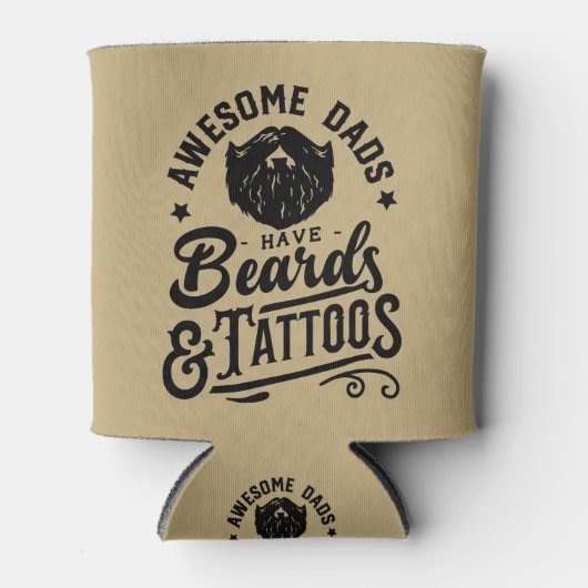 Phantastische Vater haben Bärte und Tattoos Retro- Dosenkühler (Vorderseite)
