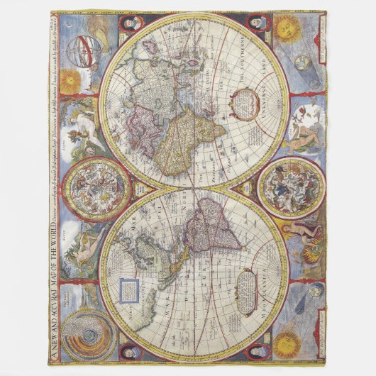 Phantastische Vintage Weltkarten Antike Landkarten Fleecedecke (Vorderseite)