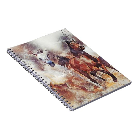 Phantastische Weißpferde und Bachpferde in einer G Notizblock (Rechte Seite)