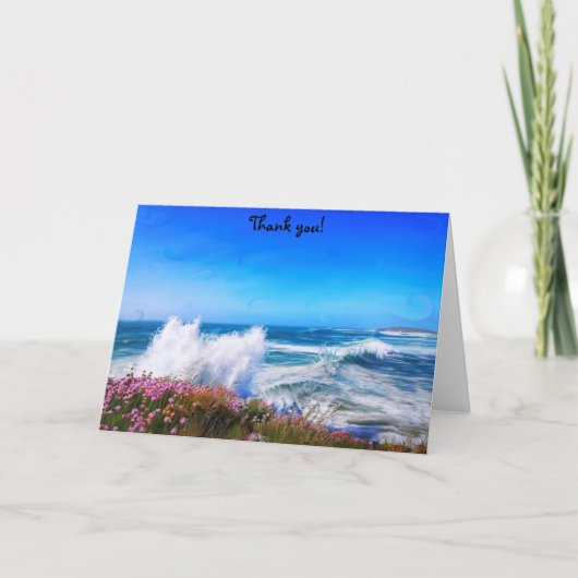 Phantastische Welle über rosa Blumenklippe auf Pto Karte (Vorderseite)