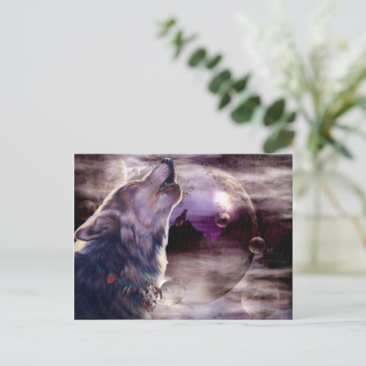 Phantastische Wolf Song Postcard Postkarte (Stehend Vorderseite)