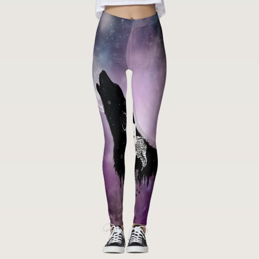 Phantastische Wölfe Leggings (Vorderseite)