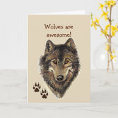 Phantastische Wölfe Wildtiere Geburtstag Karte (Gelbe Blume)